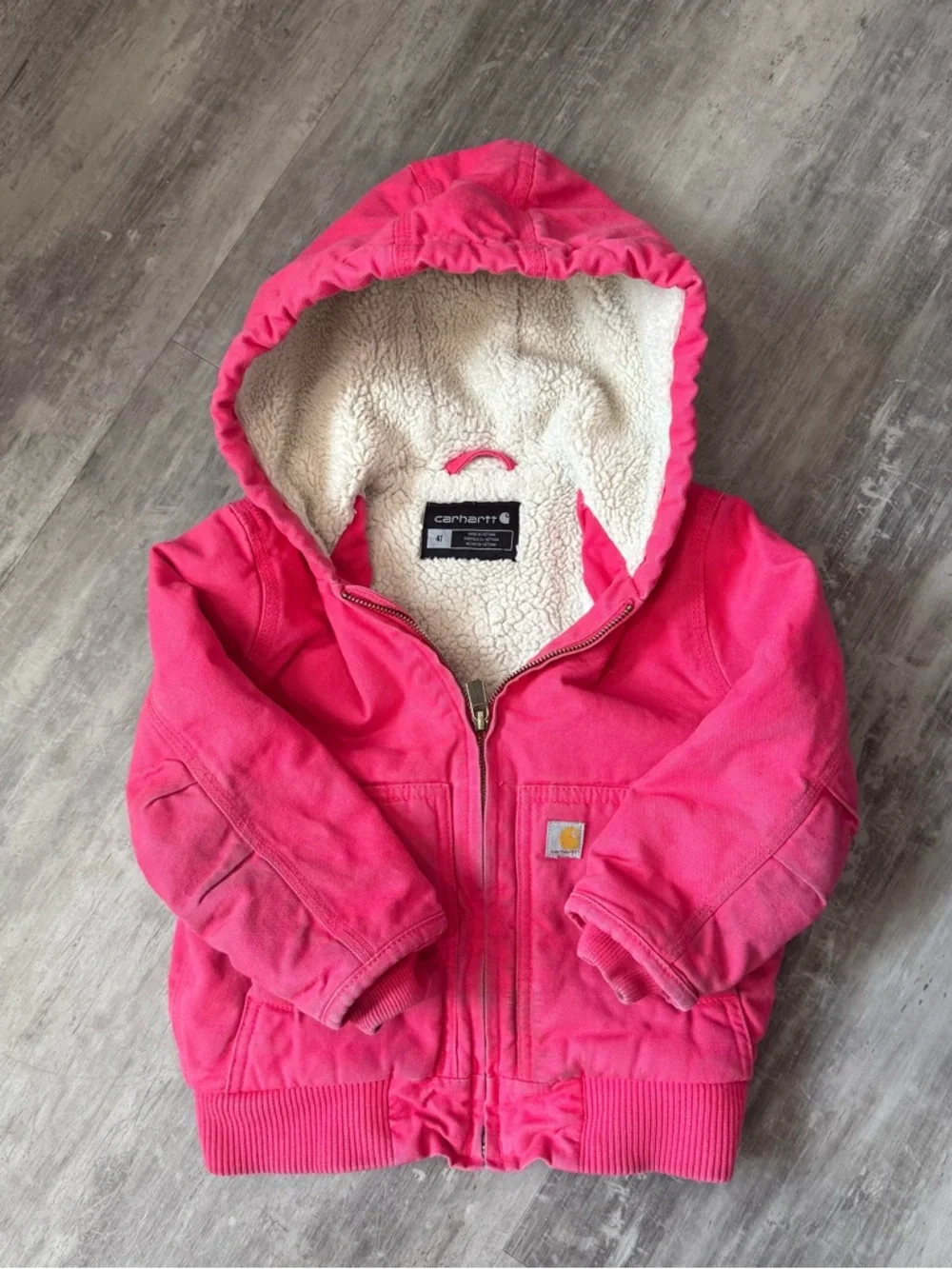 Carhartt‎ Pink Hooded Jacket with Cream Sherpa Lining